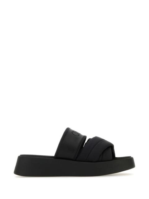 Chloe Woman Black Fabric And Leather Mila Slippers