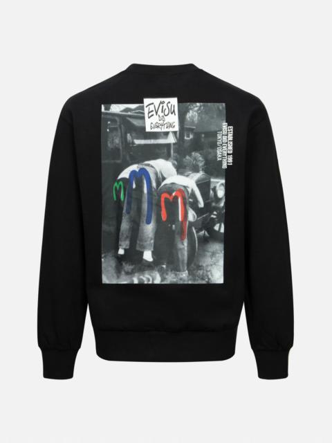 EVISU SLOGAN AND PHOTO PRINT RELAX FIT SWEATSHIRT