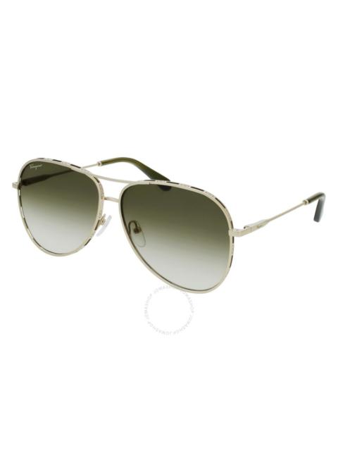 FERRAGAMO Salvatore Ferragamo Green Gradient Pilot Ladies Sunglasses SF268S 709 62