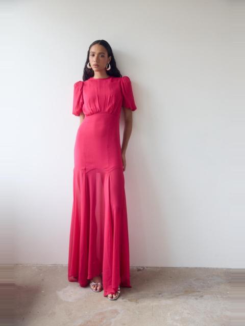 De La Vali AGUA MAXI DRESS IN FUCHSIA CRINKLE CHIFFON