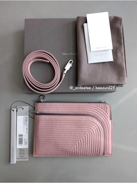 Rick Owens *NEW* DUSTY PINK EMBROIDERED LEATHER CLUB POUCH SS24 LIDO