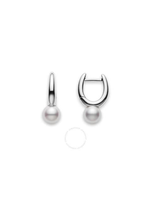 MIKIMOTO Mikimoto Classic Elegance Akoya Cultured Pearl Hoop Earrings in 18K White Gold - PEA946W