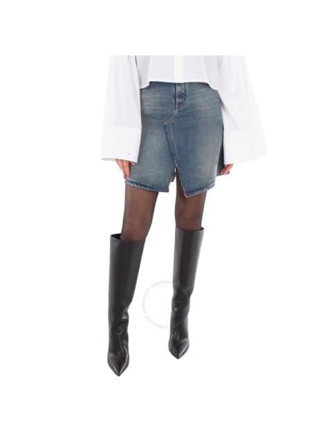 MM6 Maison Margiela MM6 Logo Patch Faded Denim Skirt, Brand Size 38 (US Size 4)