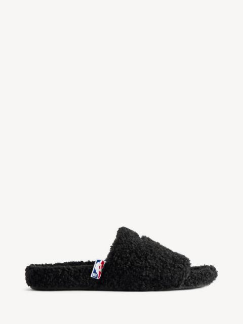 BALENCIAGA Men's Balenciaga | Nba Collaboration Furry Open Mule in Black/white
