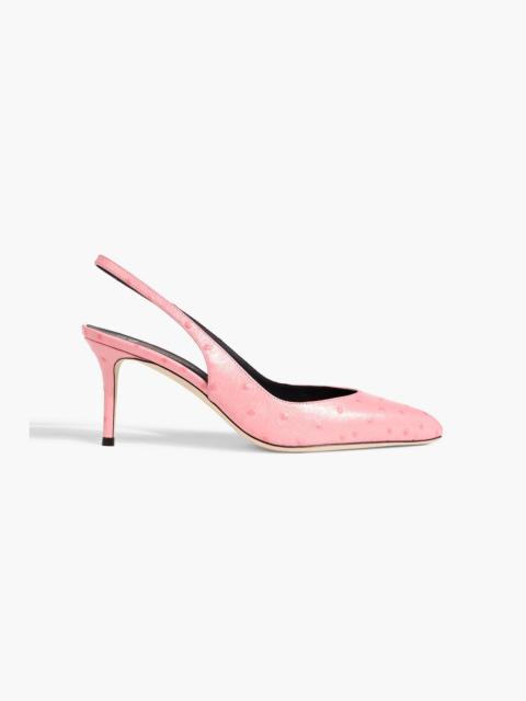 Giuseppe Zanotti Rachyl 70 ostrich-effect leather slingback pumps