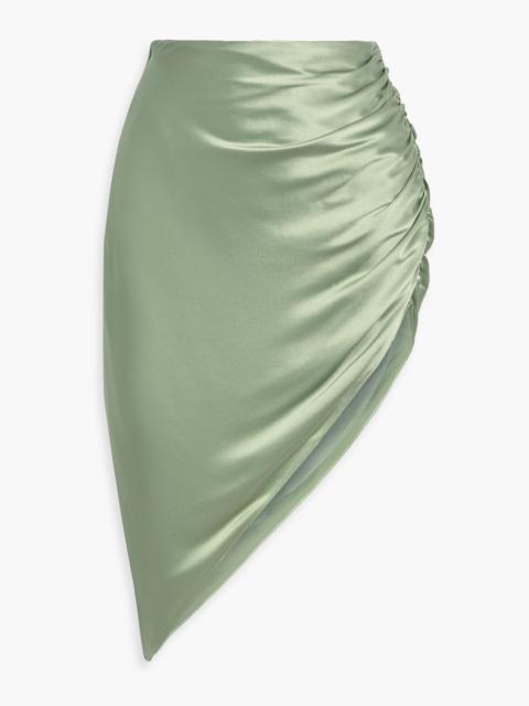 Other Designers Asymmetric ruched silk-satin skirt