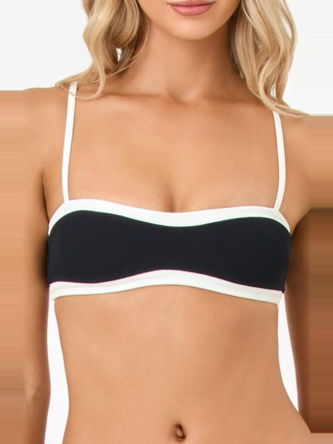 L*SPACE LSPACE Madison Rib Bikini Top in Black/Cream at Nordstrom