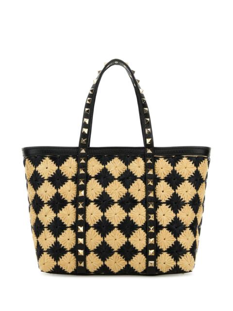 Valentino Embroidered raffia mini Rockstud handbag