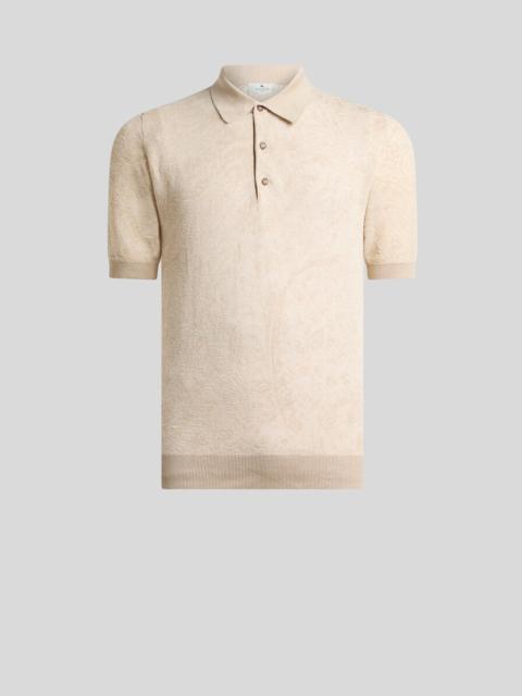 Etro KNIT COTTON POLO SHIRT WITH FLORAL PAISLEY MOTIF