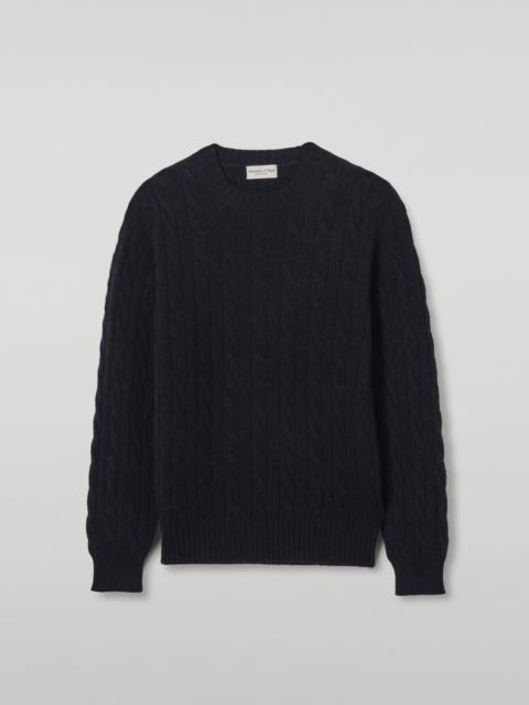 Johnstons of Elgin Calder Dark Blue Cable Cashmere Jumper