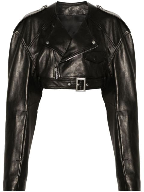 Rick Owens Women Micro Biker Cropped Leather Jacket