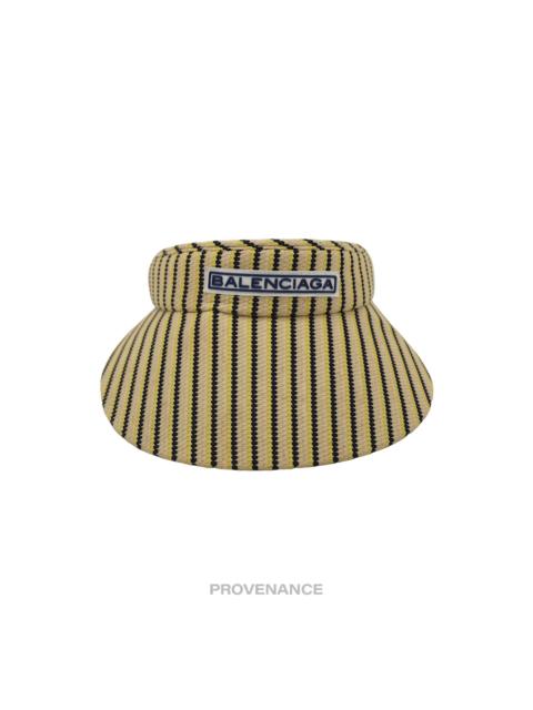 BALENCIAGA Balenciaga Logo Visor - Rattan Striped Black Yellow Straw