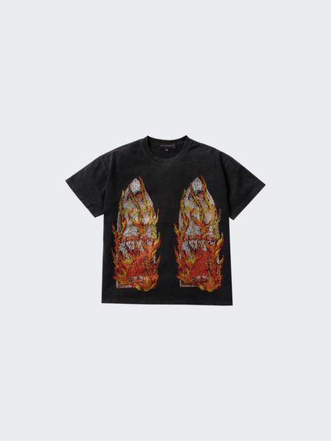 WHO DECIDES WAR Rhinestone Flame Glass Jersey Tee Coal