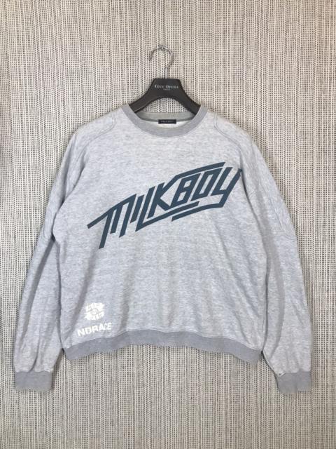 Other Designers 20471120 × Beauty Beast × Japanese Brand - 🔥STEALS🔥VINTAGE 90s MILKBOY SWEATSHIRT SPELLOUT DISTRESSED