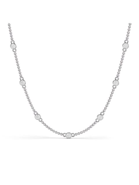 Other Designers Diamond2Deal 14K White Gold 0.50 Ct Bezel Set Lab Grown Diamond Station Necklace (E-F, VS1-VS2)