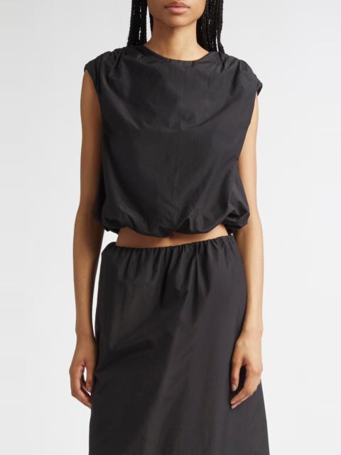 Loulou de Saison LOULOU DE SAISON Cosma Cotton & Silk Voile Crop Top in Black at Nordstrom
