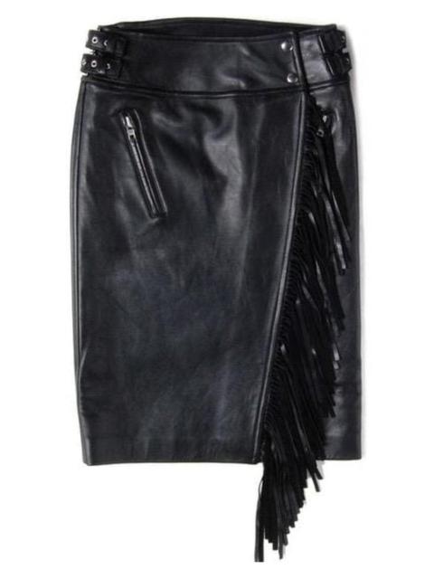 sacai Leather Fringe Moto Skirt
