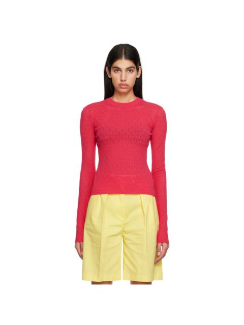 MSGM Pink Crewneck Long Sleeve T-Shirt