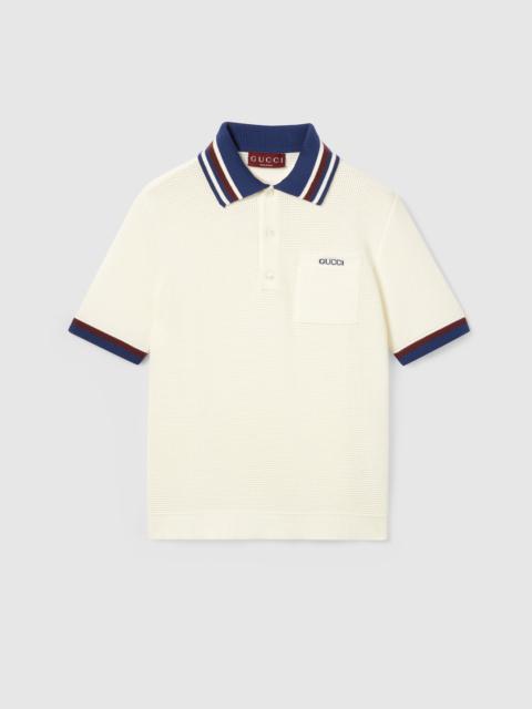 Cotton piquet polo shirt with intarsia