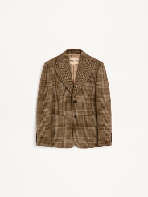 Valentino VALENTINO SINGLE-BREASTED WOOL JACKET WITH GLEN PLAID PATTERN