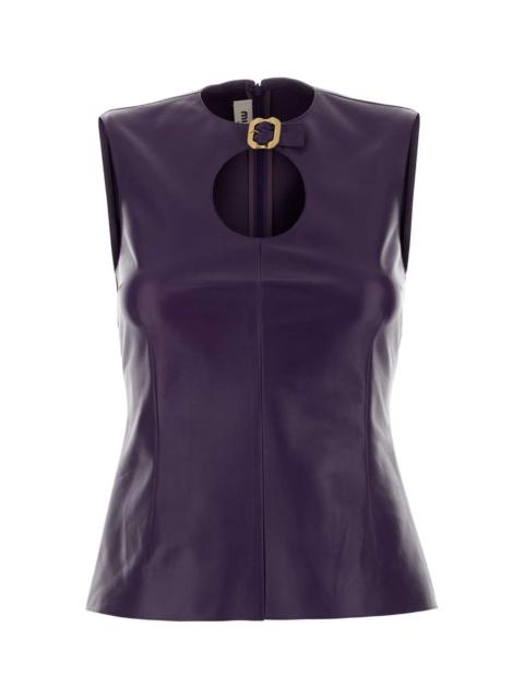 Miu Miu Miu Miu Women Purple Leather Top