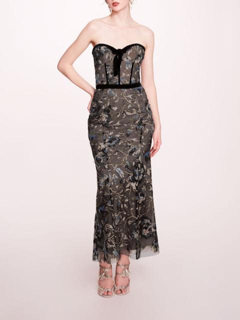 Marchesa CLIMBING VINES MIDI DRESS