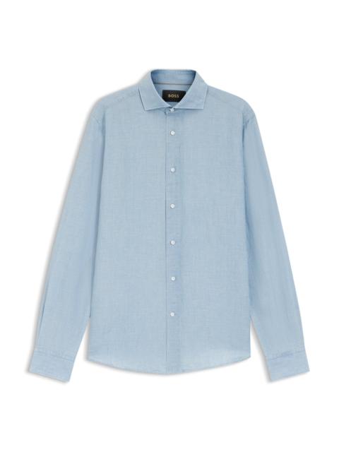 BOSS REGULAR-FIT SHIRT IN ITALIAN-MADE LINEN AND COTTON