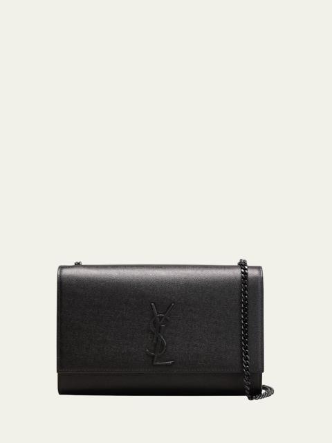 SAINT LAURENT Kate Medium Grain de Poudre Chain Bag, Black Hardware