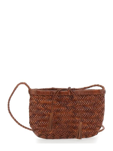 DRAGON DIFFUSION Dragon Diffusion Women 'Minsu' Black Crossbody Bag With Strap And Woven Motif In Leather For Women
