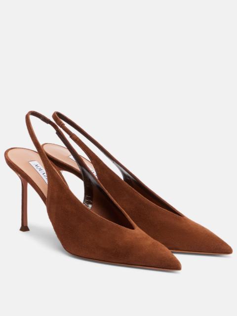 AQUAZZURA Voltaire 85 suede slingback pumps