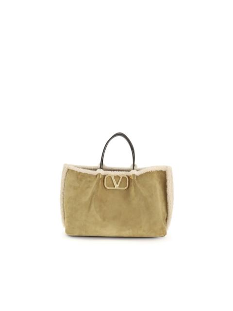 Valentino Valentino Garavani Suede And Sheepskin Medium Tote Bag