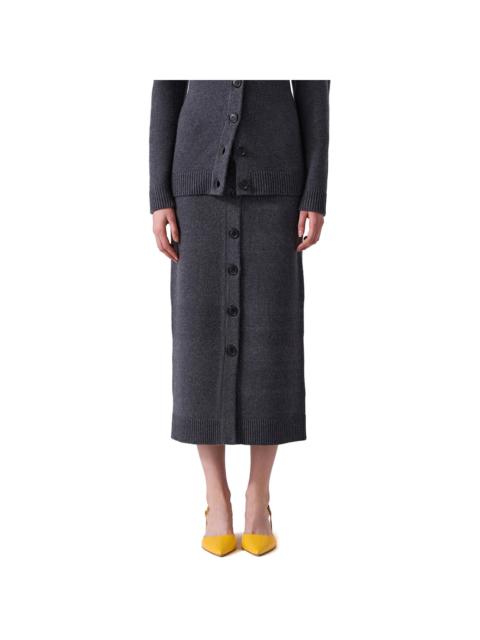 CAROLINA HERRERA Carolina Herrera Button Front Wool & Cashmere-Blend Midi Skirt