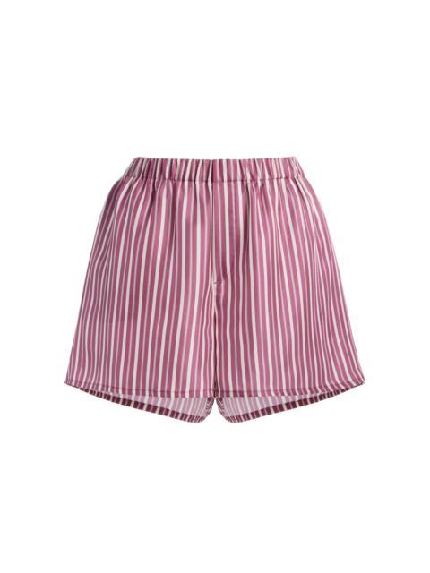 ASCENO Franca Striped Silk Shorts pink