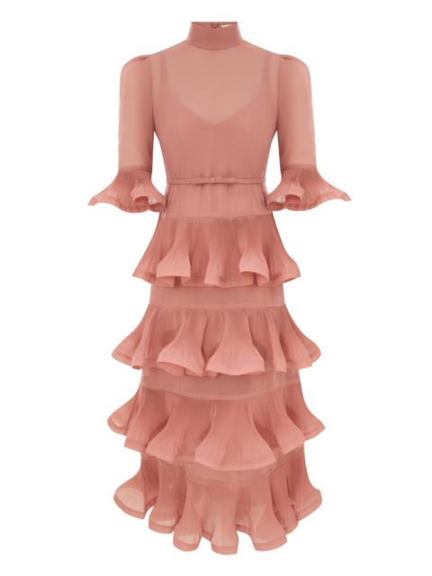 Zimmermann PLEATED SLEEVED MIDI DRESS