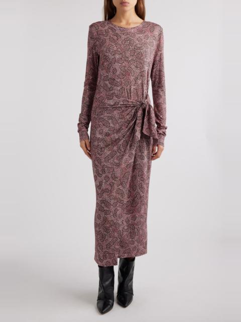 Isabel Marant Étoile Lisy Abstract Print Long Sleeve Midi Dress in Antik Pink/Black at Nordstrom