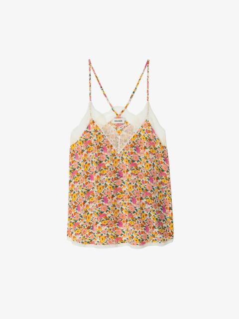 Zadig & Voltaire Christy Floral Sleeveless Top with Embroidered Wings