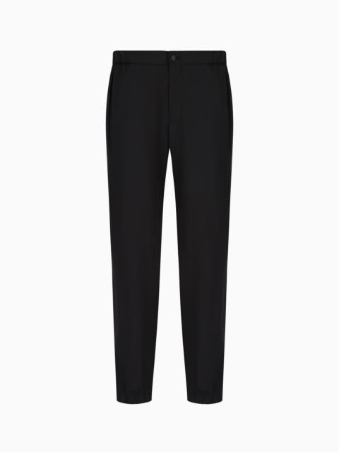 EMPORIO ARMANI Natural stretch canvas trousers with elasticated cuffs