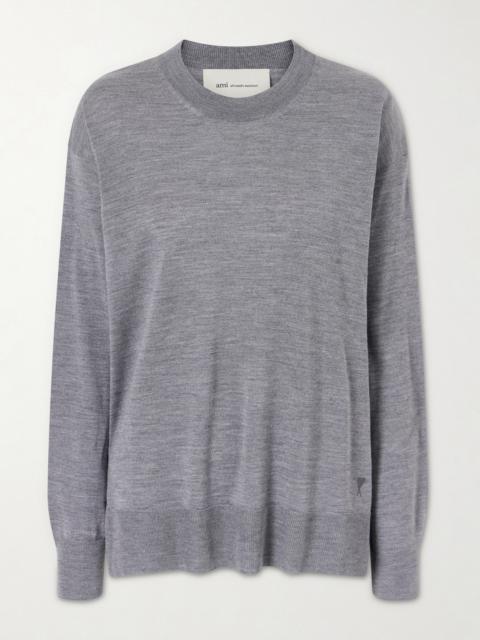 AMI Paris Knitted Wool And Silk-blend Sweater