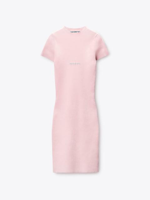 Alexander Wang Jacquard Logo Short Sleeve Crewneck Mini Dress