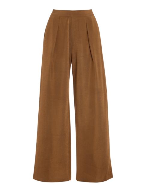 HIGH SPORT Gene Pleated Knit Wide-Leg Pants tan
