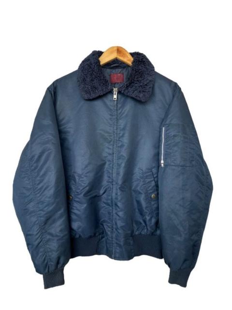 Other Designers Vintage 80s Aviator Flight Zipper Navy Bomber Jacket