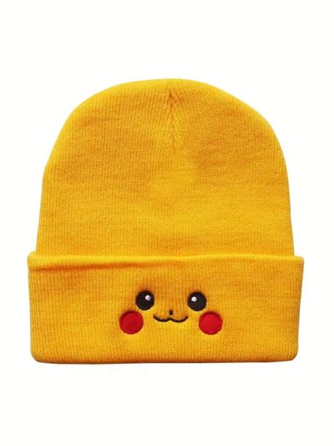 Other Designers Y2K Anime Yellow Pikachu Pocket Monster Beanies Winter Warm Hat Cute Embroidery Cap Adult Kid