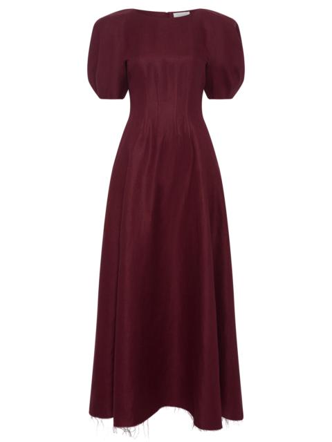 GABRIELA HEARST Ranya Puff Sleeve Maxi Dress in Bordeaux Linen Twill