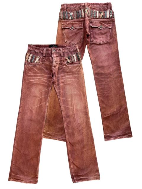 Other Designers Japanese Brand - Dominate Double Waist Punk Goth Faded Red Denim Jeans 33x32