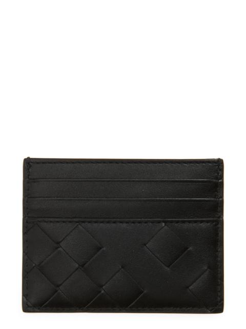 Bottega Veneta Bottega Veneta Intrecciato Leather Card Case in 8803 Black/Silver at Nordstrom