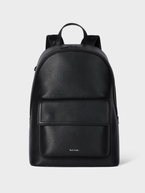 Paul Smith Black Straw-Grain Embossed Leather Backpack