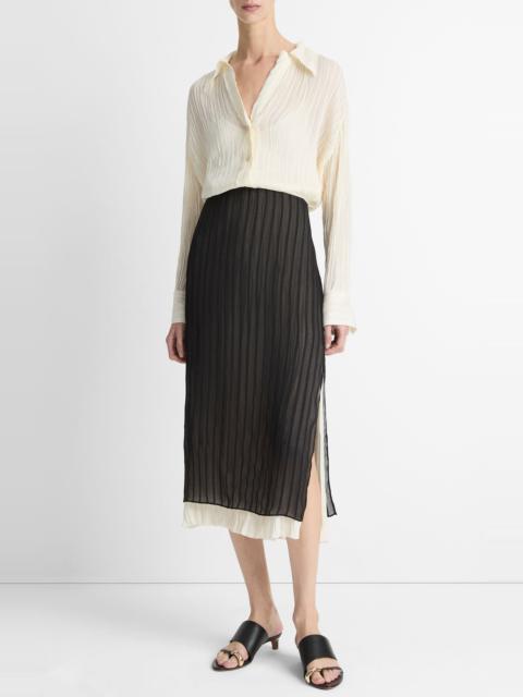 Vince Vince Stripe Layered Midi Skirt in Black at Nordstrom
