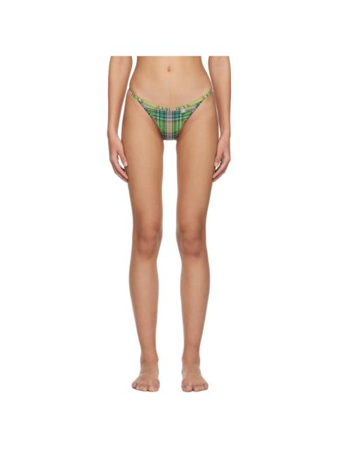 GANNI Green Check Bikini Bottoms