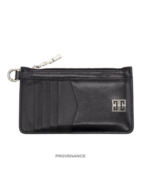 Givenchy Givenchy 4G Logo Zip Card Holder Wallet - Black Leather