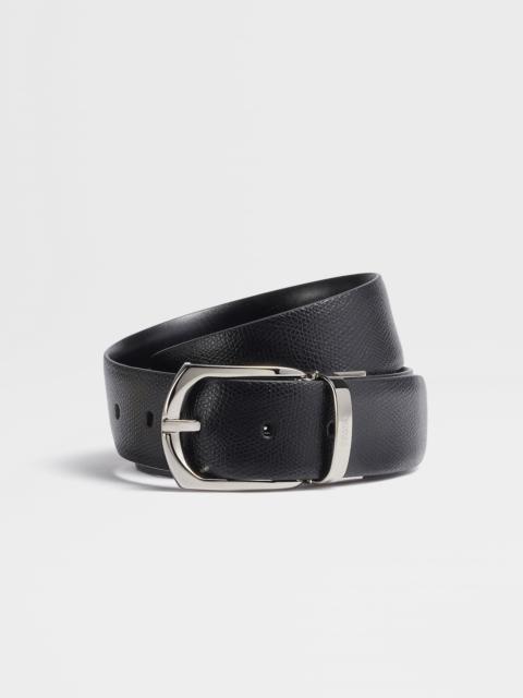 ZEGNA BLACK REVERSIBLE LEATHER BELT
